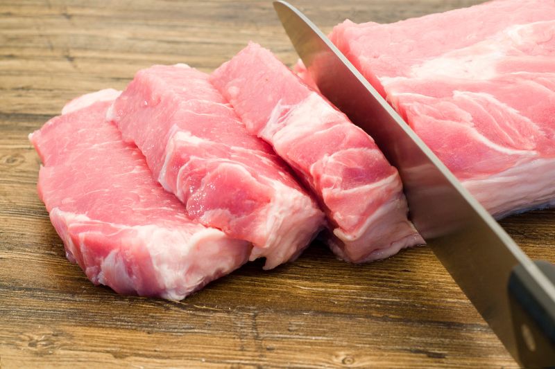 sliced raw pork meat